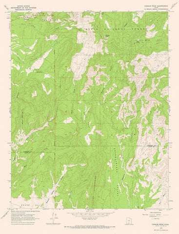Canaan Peak Utah Quad - USGS 1964 White Modern Wood Framed Art Print with Double Matting by USGS