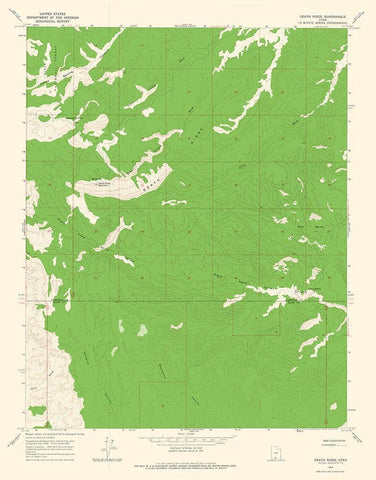 Death Ridge Utah Quad - USGS 1964 White Modern Wood Framed Art Print with Double Matting by USGS