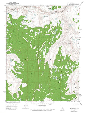 Explorer Peak Utah Quad - USGS 1967 White Modern Wood Framed Art Print with Double Matting by USGS