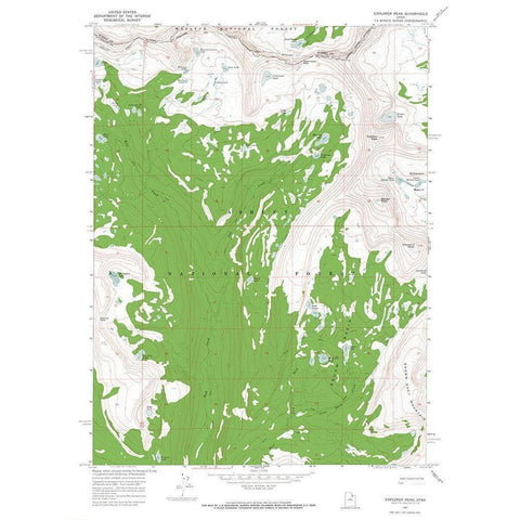 Explorer Peak Utah Quad - USGS 1967 Gold Ornate Wood Framed Art Print with Double Matting by USGS