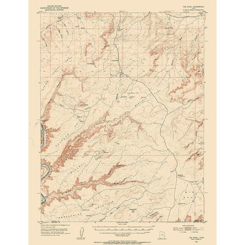 Knoll Utah Quad - USGS 1954 White Modern Wood Framed Art Print by USGS