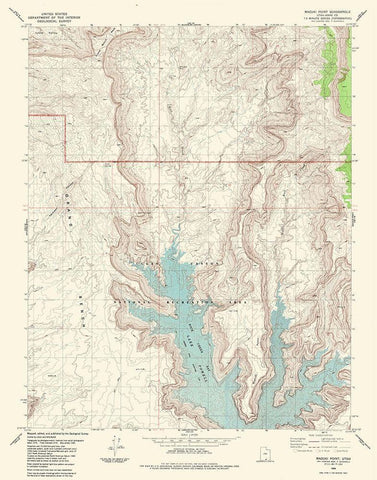 Mazuki Point Utah Quad - USGS 1985 White Modern Wood Framed Art Print with Double Matting by USGS