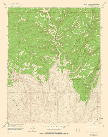 East of the Navajo Utah Quad - USGS 1968 White Modern Wood Framed Art Print with Double Matting by USGS