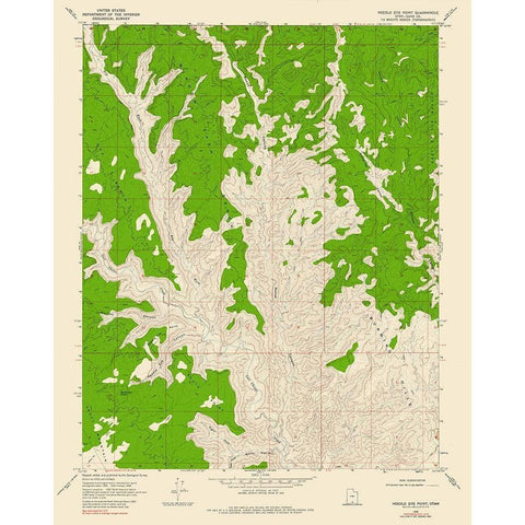 Needle Eye Point Utah Quad - USGS 1968 White Modern Wood Framed Art Print by USGS