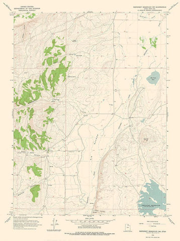 North West Neponset Reservoir Utah Quad - USGS White Modern Wood Framed Art Print with Double Matting by USGS