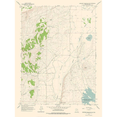 North West Neponset Reservoir Utah Quad - USGS Gold Ornate Wood Framed Art Print with Double Matting by USGS