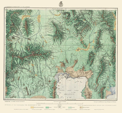 Utah North West, Idaho South East - US Army 1877 White Modern Wood Framed Art Print with Double Matting by US Army