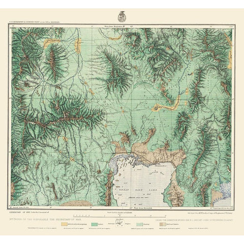 Utah North West, Idaho South East - US Army 1877 Black Modern Wood Framed Art Print with Double Matting by US Army