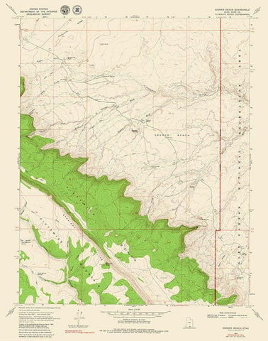 Sooner Bench Utah Quad - USGS 1954 Black Ornate Wood Framed Art Print with Double Matting by USGS