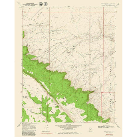 Sooner Bench Utah Quad - USGS 1954 Gold Ornate Wood Framed Art Print with Double Matting by USGS