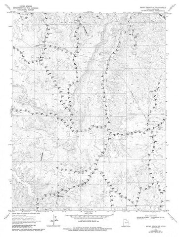 South East Archy Bench Utah Quad - USGS 1968 White Modern Wood Framed Art Print with Double Matting by USGS