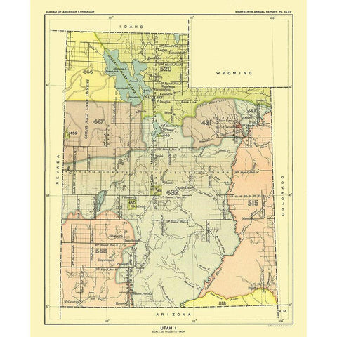 Utah - Great Salt Lake - Hoen 1896 Black Modern Wood Framed Art Print with Double Matting by Hoen