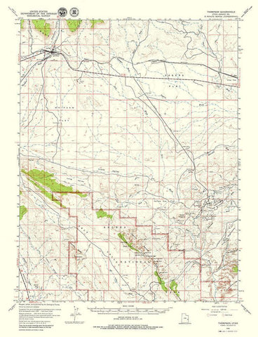 Thompson Utah Quad - USGS 1958 White Modern Wood Framed Art Print with Double Matting by USGS