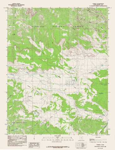 Torrey Utah Quad - USGS 1985 White Modern Wood Framed Art Print with Double Matting by USGS