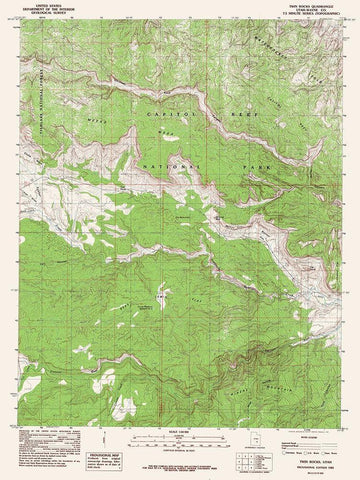 Twin Rocks Utah Quad - USGS 1985 White Modern Wood Framed Art Print with Double Matting by USGS