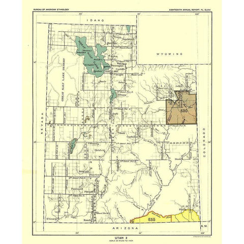Utah - Hoen 1896 Gold Ornate Wood Framed Art Print with Double Matting by Hoen