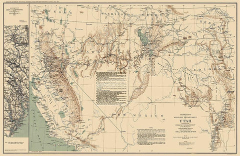 Utah Territory - US War Dept 1860 White Modern Wood Framed Art Print with Double Matting by US War Dept