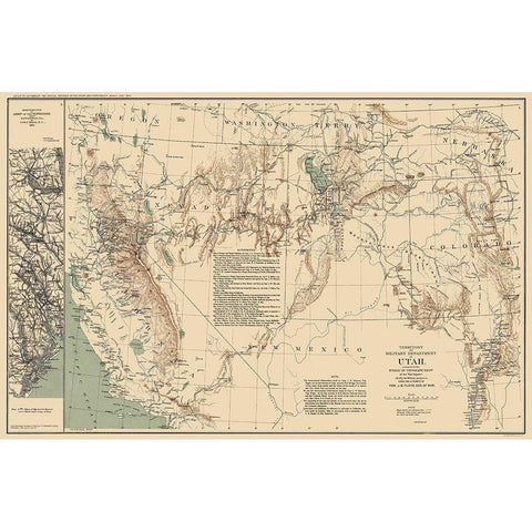 Utah Territory - US War Dept 1860 White Modern Wood Framed Art Print by US War Dept