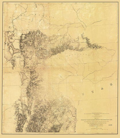 Utah Railroad Survey, Map 1 - Siebert 1855 White Modern Wood Framed Art Print with Double Matting by Siebert