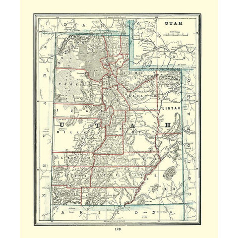Utah - Rathbun 1893 White Modern Wood Framed Art Print by Rathbun