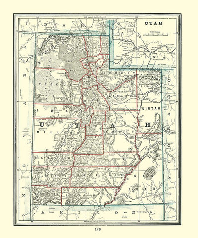 Utah - Rathbun 1893 White Modern Wood Framed Art Print with Double Matting by Rathbun