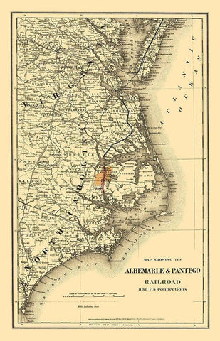 Albemarle and Pantego Railroad Connections 1887 White Modern Wood Framed Art Print with Double Matting by Colton