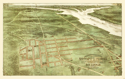 Alexandria Virginia - Gorman 1890 White Modern Wood Framed Art Print with Double Matting by Gorman