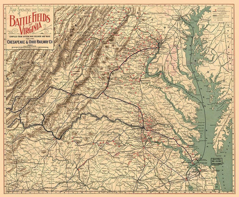 Battle Fields Virginia - 1891 White Modern Wood Framed Art Print with Double Matting by Unknown