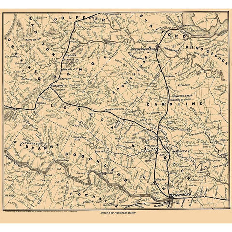 Battle Ground Virginia - Forbes 1863 Gold Ornate Wood Framed Art Print with Double Matting by Forbes