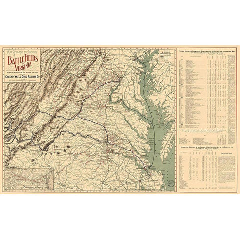 Battle Fields Virginia - 1898 Black Modern Wood Framed Art Print with Double Matting by Unknown