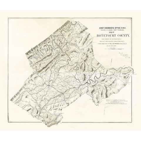 Botetourt County Virginia - Randolph 1864 White Modern Wood Framed Art Print by Randolph