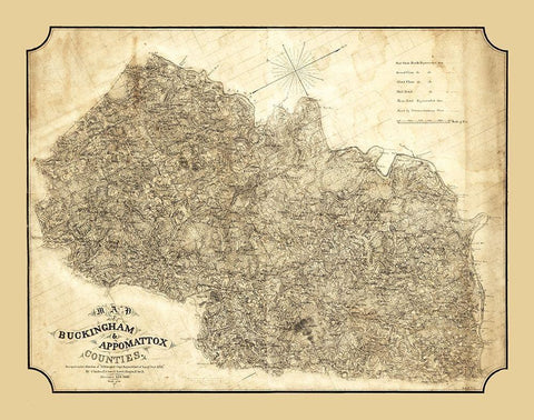 Buckingham County Virginia - Cassell 1863 White Modern Wood Framed Art Print with Double Matting by Cassell