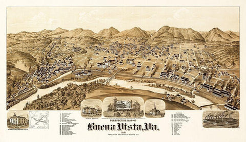 Buena Vista - 1891 White Modern Wood Framed Art Print with Double Matting by Unknown