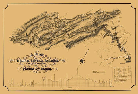 Central Railroad Virginia - Gillt 1860 Black Ornate Wood Framed Art Print with Double Matting by Gillt