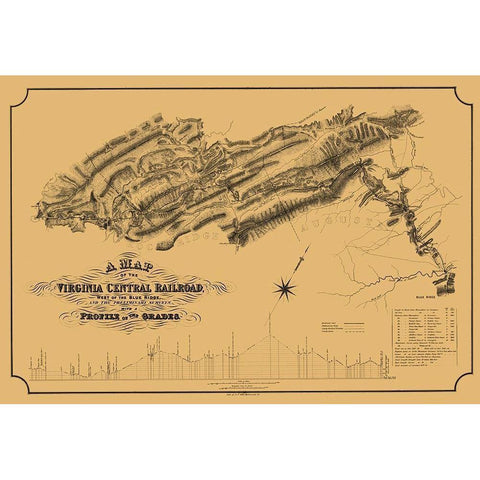 Central Railroad Virginia - Gillt 1860 Gold Ornate Wood Framed Art Print with Double Matting by Gillt