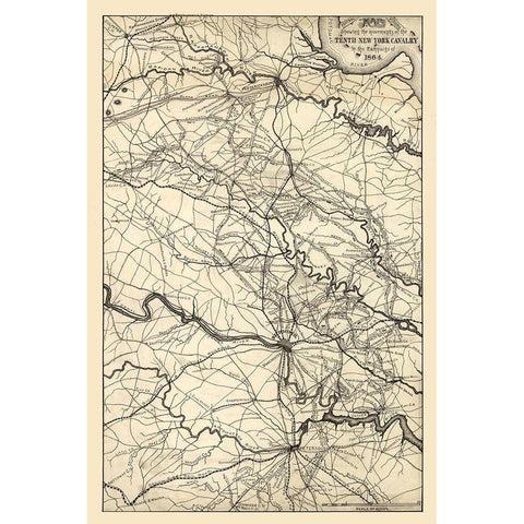 Central Virginia - 1864 Black Modern Wood Framed Art Print with Double Matting by Unknown
