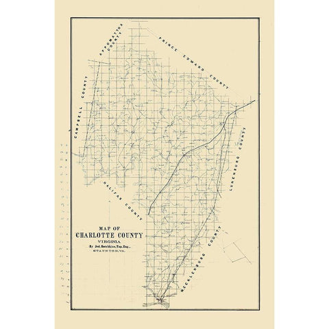 Charlotte County Virginia - Hotchkiss 1860 Gold Ornate Wood Framed Art Print with Double Matting by Hotchkiss