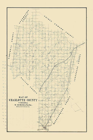 Charlotte County Virginia - Hotchkiss 1860 White Modern Wood Framed Art Print with Double Matting by Hotchkiss