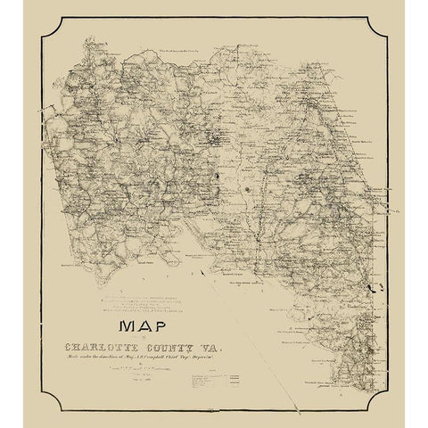 Charlotte County Virginia - Campbell 1864 Black Modern Wood Framed Art Print with Double Matting by Campbell