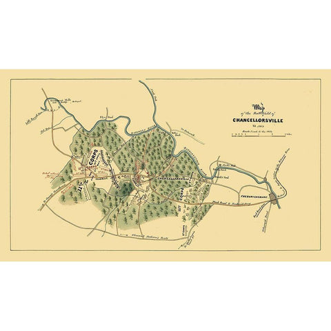 Chancellorsville Virginia - 1863 Black Modern Wood Framed Art Print with Double Matting by Unknown