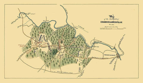 Chancellorsville Virginia - 1863 White Modern Wood Framed Art Print with Double Matting by Unknown
