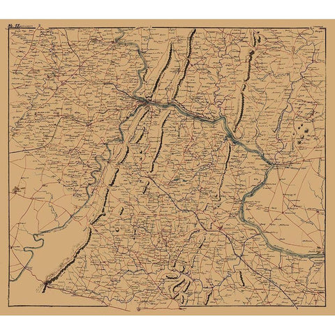 Clarke County Virginia - 1864 Gold Ornate Wood Framed Art Print with Double Matting by Unknown