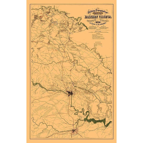 Eastern Virginia - Sholl 1864 Gold Ornate Wood Framed Art Print with Double Matting by Sholl