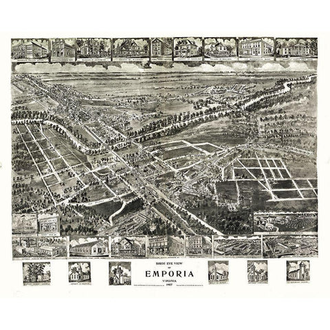 Emporia Virginia - Fowler 1907 White Modern Wood Framed Art Print by Fowler