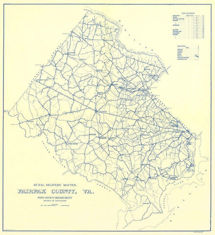 Fairfax County Rural Delivery Routes - USPS 1912 Black Ornate Wood Framed Art Print with Double Matting by USPS