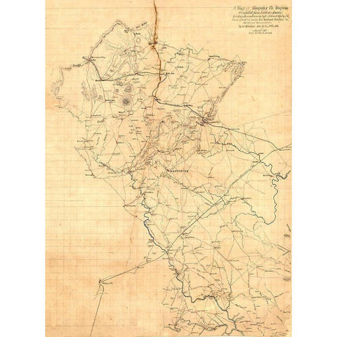 Fauquier County Virginia - Hotchkiss 1863 Gold Ornate Wood Framed Art Print with Double Matting by Hotchkiss
