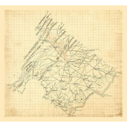 Frederick County Virginia - 1860 Black Modern Wood Framed Art Print with Double Matting by Unknown