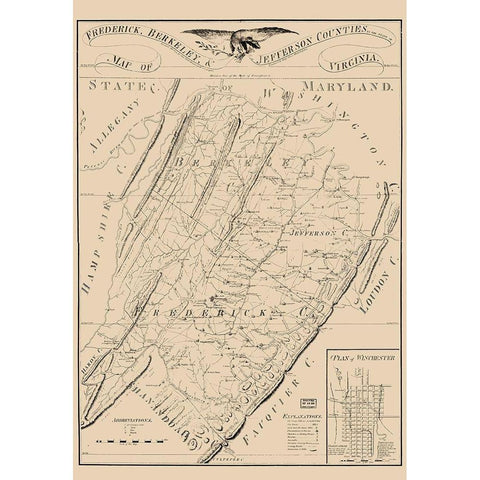 Frederick County Virginia - James 1809 White Modern Wood Framed Art Print by James