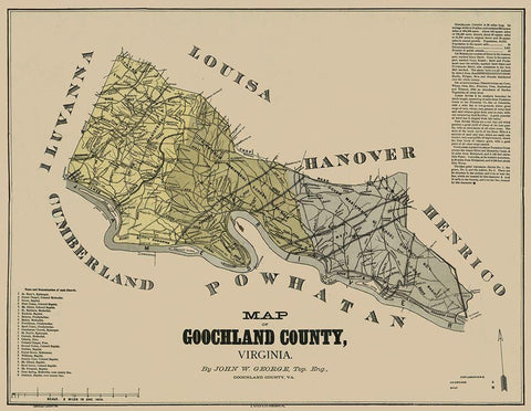 Goochland County Virginia - George 1881 White Modern Wood Framed Art Print with Double Matting by George
