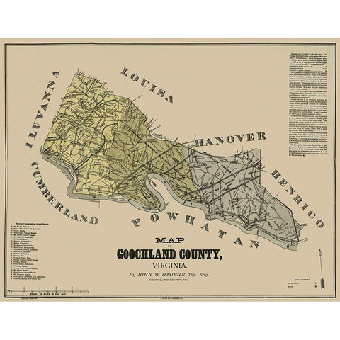 Goochland County Virginia - George 1881 White Modern Wood Framed Art Print by George